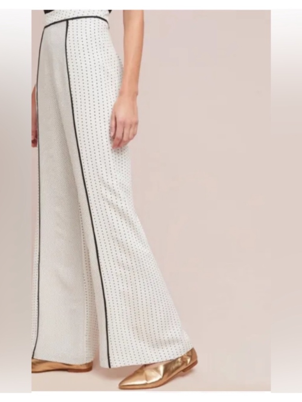 Anthropologie C/MEO Collective Polka Dot Wide Leg Trousers pants